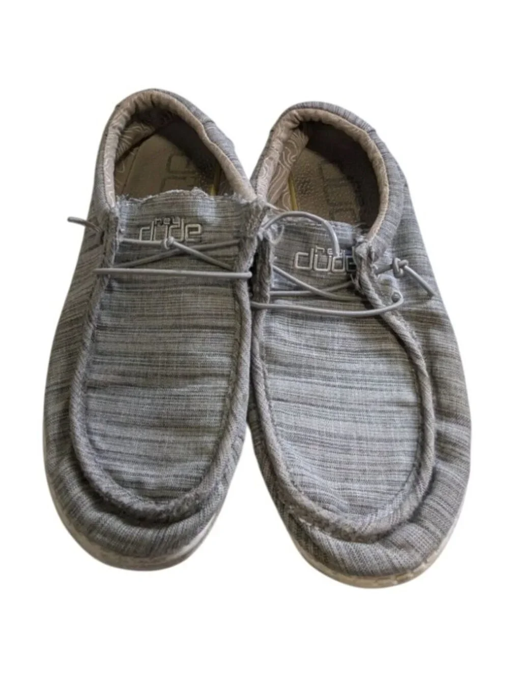Hey Dude Wally Slip On Shoes Linen Stone Grey Size Youth 4 Women's 5 EU 36